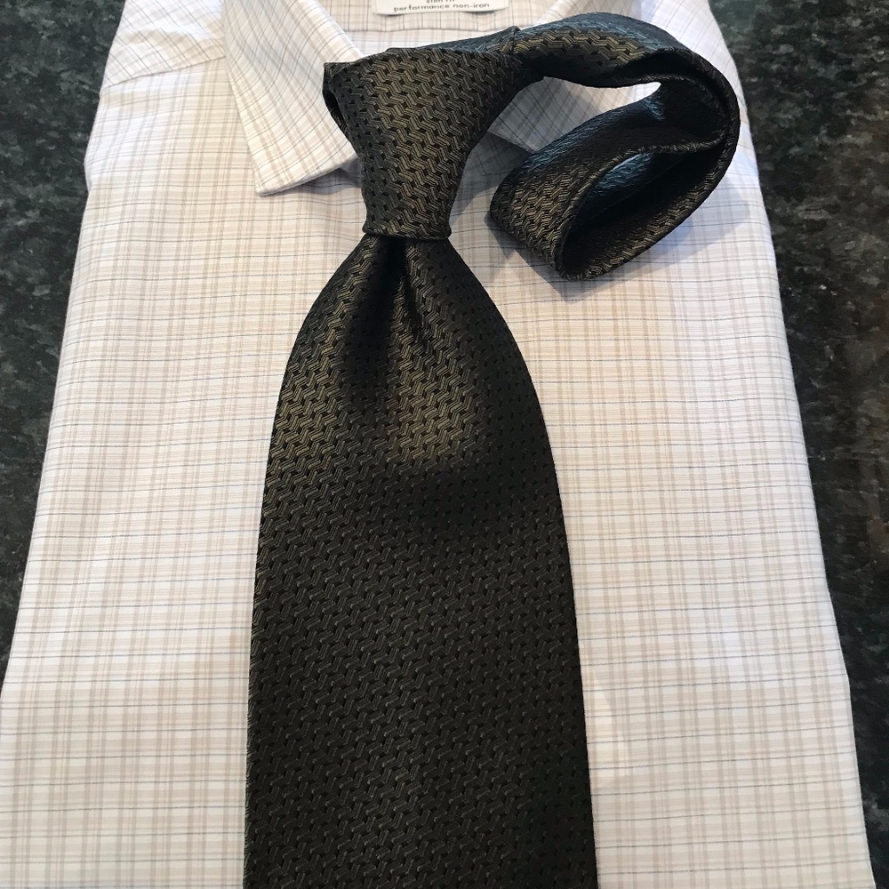 Hunter Green & Black Herringbone Tie